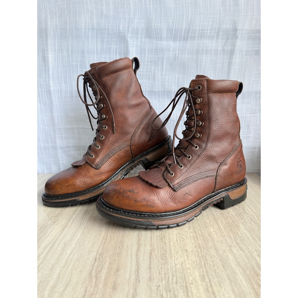 Rocky Original Ride Lacer 9" Boot Brown Leather Western Grunge Workwear Men 11